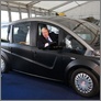 [thumbnail of Boris Johnson, Mayor of London, takes the wheel of the RCA/Karsan taxi]